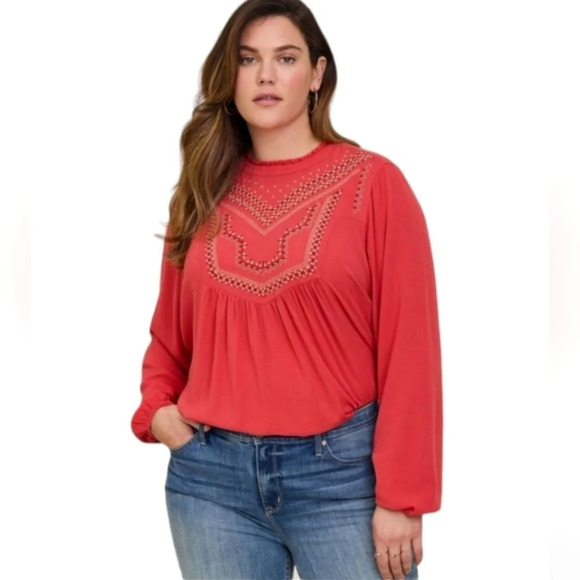 Torrid Women's Washable Crinkle Gauze Relaxed Embroidered Blouse Size 1 1X - Picture 2 of 12